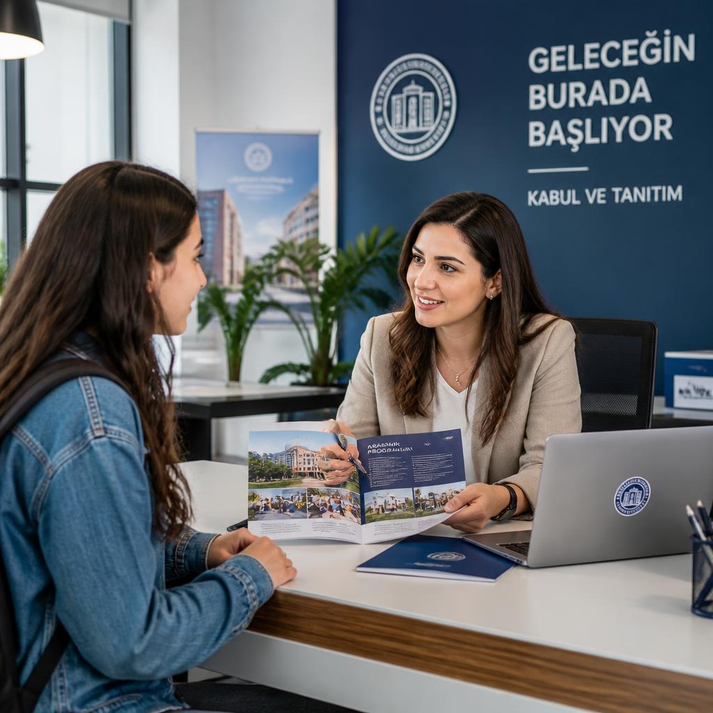 Üniversite ofisinde danışmanlık veren modern Türk uzmanlar